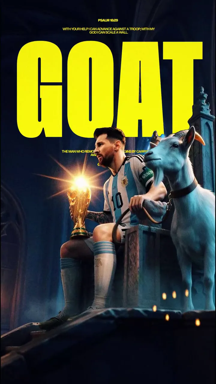 O still gerado: Messi no trono com a taça e o bode, o GOAT